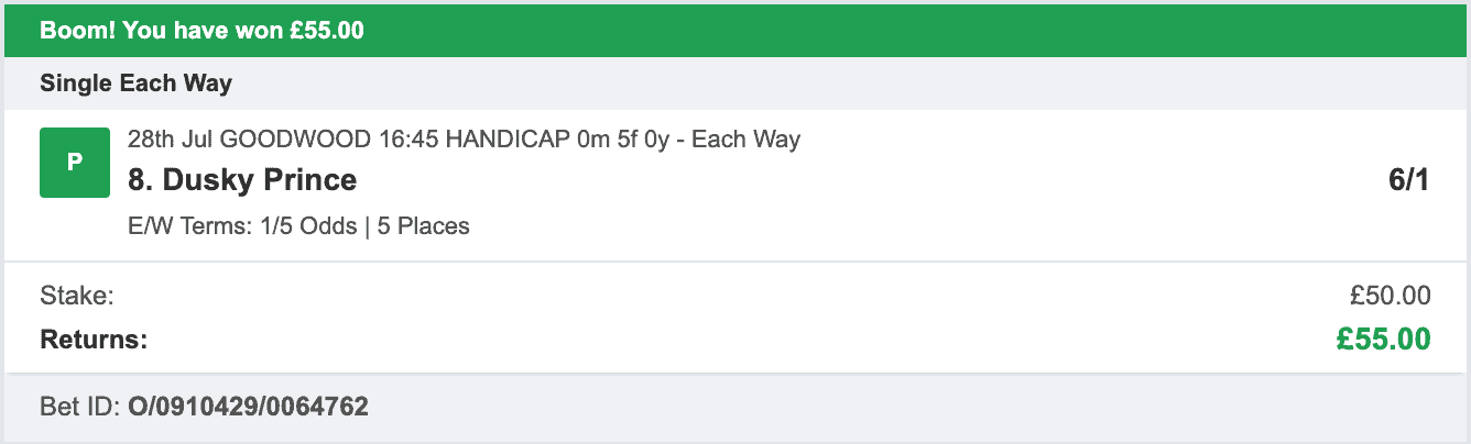 Each Way Money - Winner - 2023-07-28