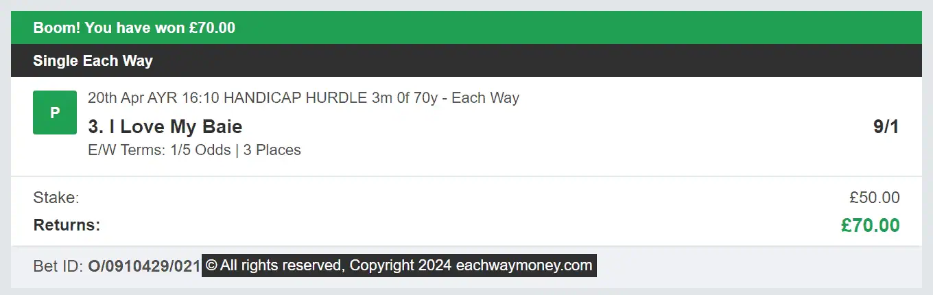 Each Way Money - Winner - 2024-04-20