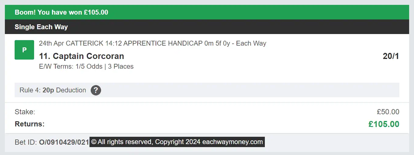 Each Way Money - Winner - 2024-04-24