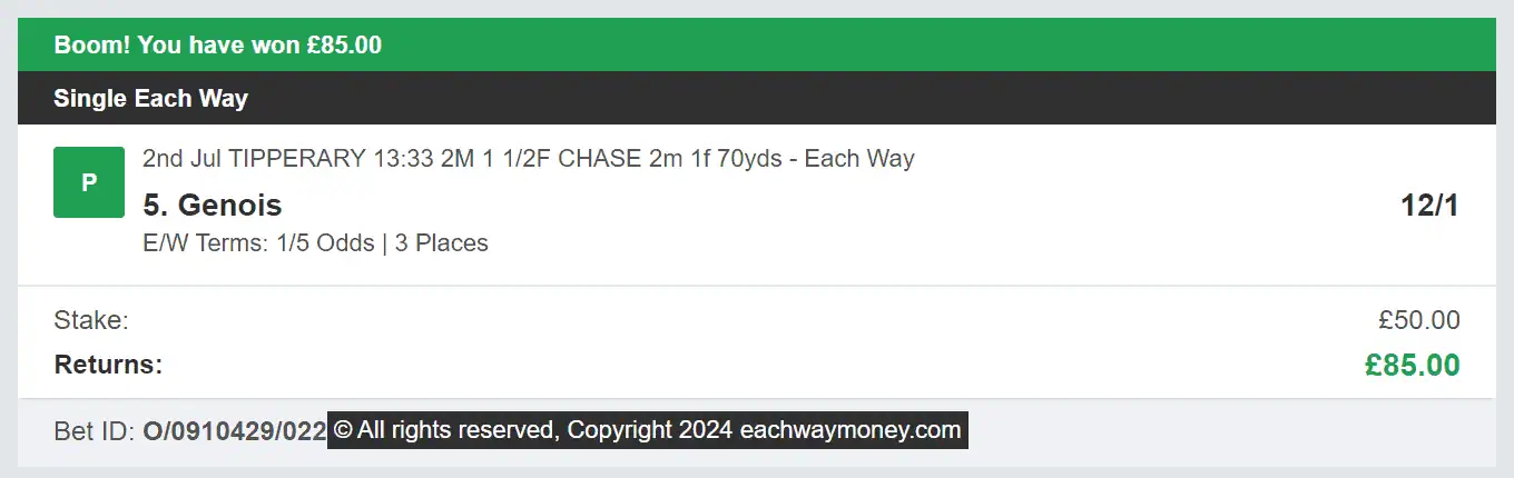Each Way Money - Winner - 2024-07-02