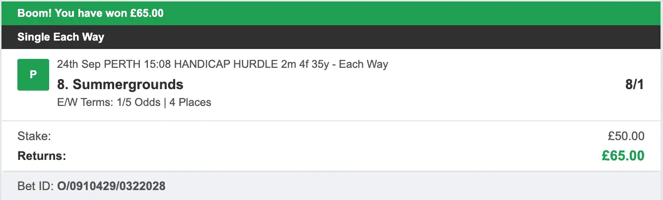 Each Way Money - Winner - 2025-09-24
