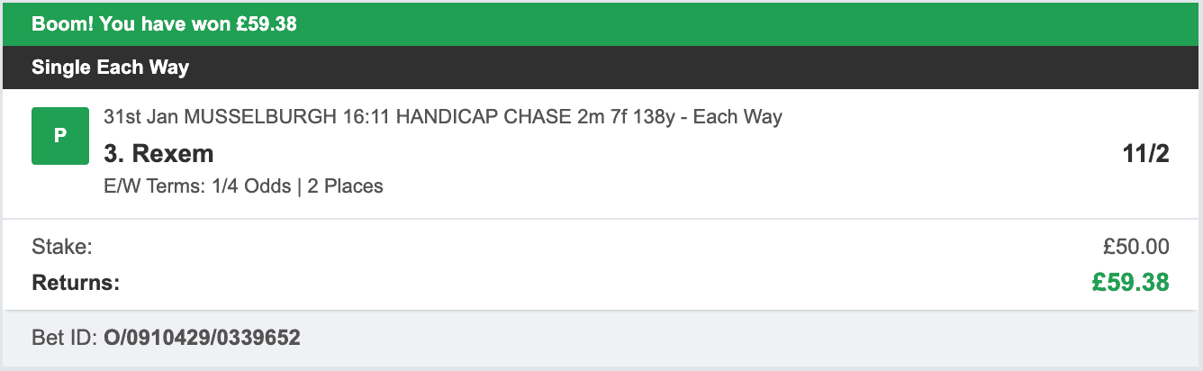 Each Way Money - Winner - 2026-01-31