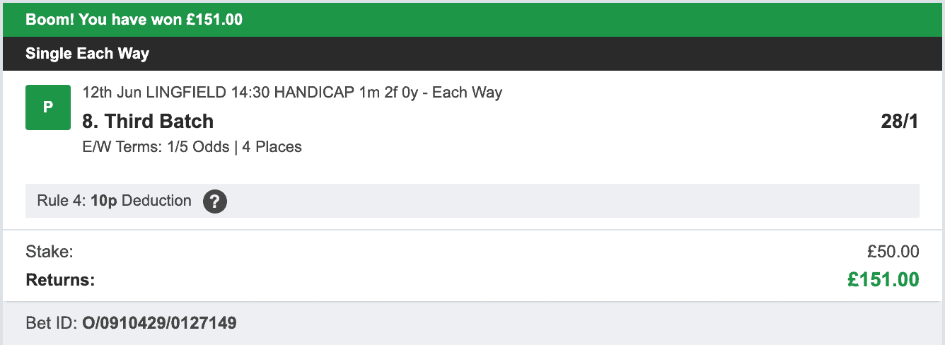 Each Way Money - Winner - 2023-06-12
