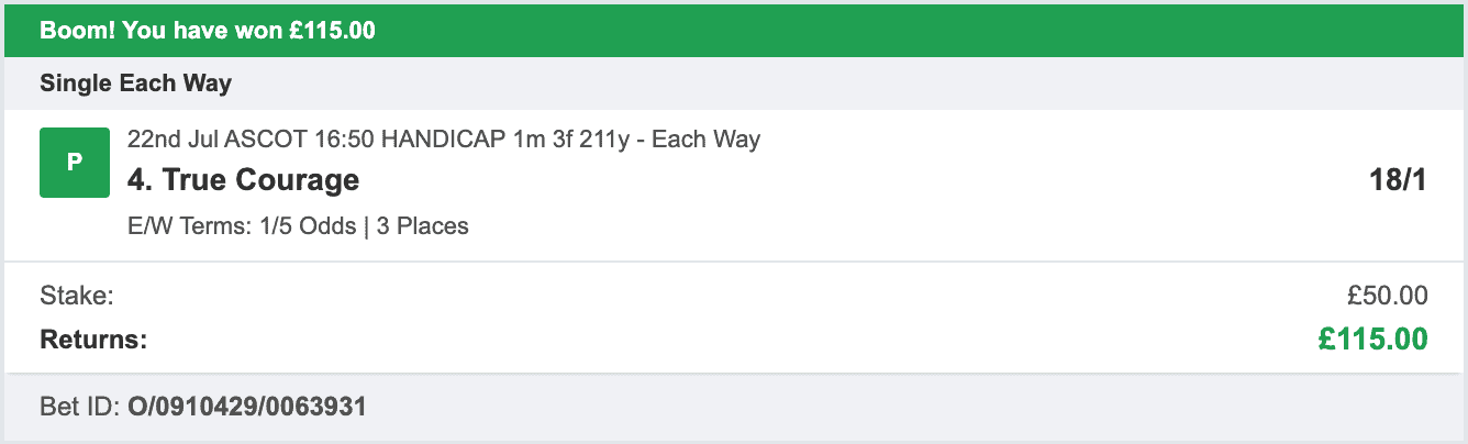 Each Way Money - Winner - 2023-07-22