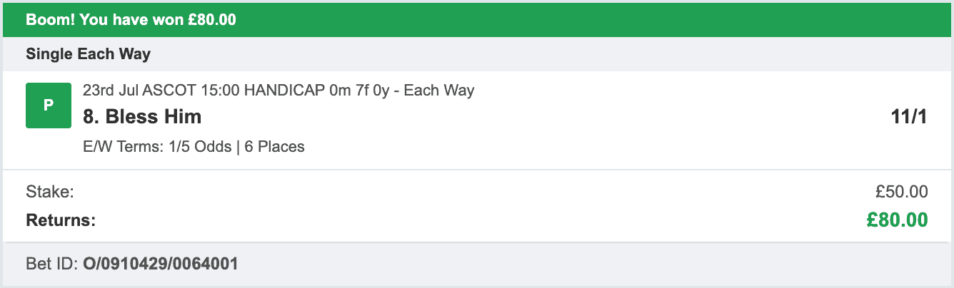 Each Way Money - Winner - 2023-07-23