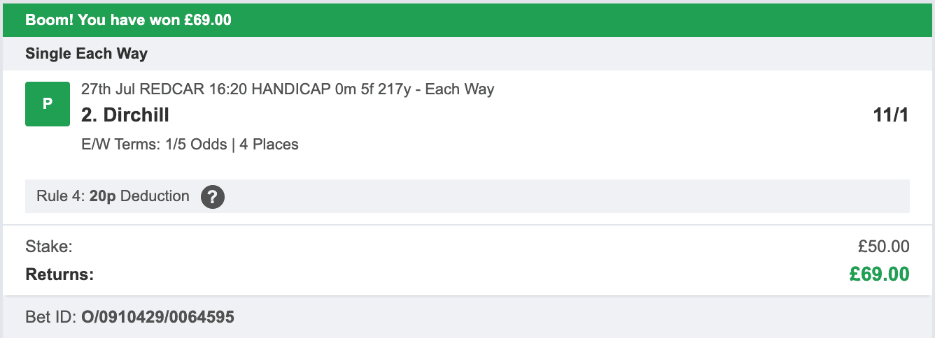 Each Way Money - Winner - 2023-07-27